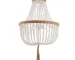 White Wood Beaded Farmhouse Tassel Chandelier, Boho Rustic Pendant Light for Bedroom Kitchen Island Dining Room