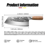 High Quality Kitchen Knives Damascus Steel Kitchen Chef Knife Meat Cleaver Knife with Wood Handle – side view