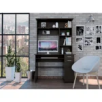 HMS Luxury Black 43" Computer Desk with Hutch Office Manager Desk for Building or Bedroom Use Computer Table Furniture