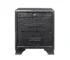Modern grey nightstand with drawers in bedroom setting