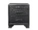 Modern grey nightstand with drawers in bedroom setting