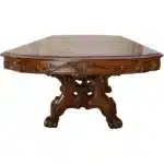 Dark Brown Solid Wood Free Form Double Pedestal Dining Table 46" – close-up detail