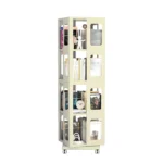 4-Tier Steel Rotating Bookshelf with Wheels Large Size Sturdy & Spacious Book Rack Bookshelf Easy Assembly US Warehouse