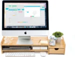 Monitor Stand Riser Desk Organizer With Drawers, Adjustable Desktop Storage Organizer for Computer, Printer, Cellphone