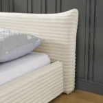 Goldoma Modern Queen Size Adjustable Convertible Upholstered Bed Frame with Curved Headboard and Crystal Accents – styled in