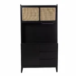 HMS Traditional Rustic Black and Light Bamboo Tall Buffet Cabinet Antique Console Table for Living Room Home Furniture