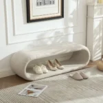 Goldoma modern shoe bench 52 inch wide chenille upholstered tufted bench for entryway or bedroom