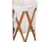 W2B VidaXL Cream Wood and Fabric Folding Laundry Basket Stainless Steel Storage for Clothing Convenient and Space-Saving