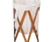 W2B VidaXL Cream Wood and Fabric Folding Laundry Basket Stainless Steel Storage for Clothing Convenient and Space-Saving