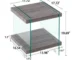 Modern nightstand with dual MDF shelves and tempered glass legs in a stylish bedroom setup