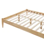 Adjustable queen bed frame with fleece upholstered headboard and solid wood construction in modern bedroom setting