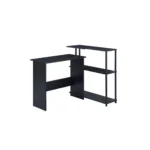 HMS 39" Black L-Shaped Wooden Writing Desk with Drawer Simple Design Foldable and for Bedroom Hotel or Living Room Use