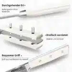 14pcs Stainless Steel Kitchen Knife Set with Sharpener & Wood Handle, Chef, Santoku, Bread, Utility,Steak,Paring &