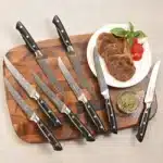 Set of 18 VG-10 Damascus Steel Chef Knives Best Kitchen Knife Set with Wooden Knife Holder – close-up detail