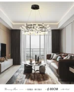 Nordic Chandelier Art Hanging living Room Chandelier Modern Restaurant Kitchen Firefly Lamp Rose Gold/Black Branch Round