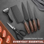 Professional Household Stainless Steel Kitchen Knife Set Six-Piece Chef Knife Set with Scissors Peeler – side view