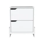 Modern nightstand with 2 drawers in glossy white compact bedside table from Goldoma