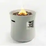Compact Modern 20-Inch Round Graphite Base Fire Pit Table with Free Lava Rocks Steel Waterproof Cover for Outdoor Propane