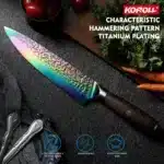 High Quality Titanium Coating 2 Pcs Kitchen Knife Set 5Cr15Mov Steel Professional Japanese Chef Knife Set – top view