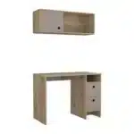 HMS 39" Taupe Extendable Computer Gaming Desk with Two Cabinets and Two Drawers Wooden Metal Material for Dining Application