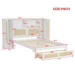 Goldoma twin storage bed with two lockers, drawer, and headboard shelf in natural rattan white finish