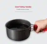Alocs Outdoor Folding Camping Pot Cookware Mess Kit Pot Water Kettle Frying Pan Bowl Cooking Set Backpacking Picnic Hiking