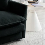 Goldoma Black Chenille Ottoman Footrest - soft chenille fabric, solid wood frame, versatile leg rest for living room sofa