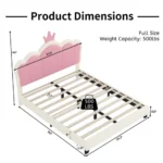 Goldoma Princess Bed with tufted crown headboard in cream and pink - twin platform bed