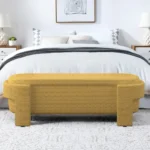 Goldoma linen storage bench in yellow with cushioned seat and hidden storage compartment