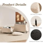 Goldoma 2-piece faux fur storage ottoman set with black metal legs used as a coffee table in a modern living room