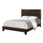 Goldoma Gray Full Upholstered Linen Bed Frame with tufted headboard in a stylish bedroom setting