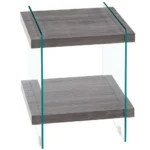 Modern Nightstand with Dual MDF Shelves and Tempered Glass Legs - 17.72" Wide – styled in a modern Nightstands setting