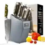 9 Pcs Home G10 Handle Multifunctional Knife Set Damascus Steel Kitchen Knife Set with Scissors Sharpening Stick – base detail