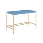 HMS 42" Navy Blue and Gold Writing Desk Elegant Computer Desk with Stylish Color Scheme – side view