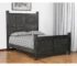 Goldoma Black Carved Floral Distressed Solid Wood Queen Bed Frame