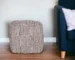 Goldoma 18" Antique Brown Geometric Cotton Pouf Ottoman - Cube Tufted Leather Stool for Seating & Footrest