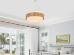Fabric Rattan Chandelier, Boho Hand Woven Coastal Pendant Light Adjustable Drum Large Pendant Lighting Fixtures for Dining