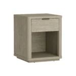 Goldoma Modern Nightstand with Drawer and Open Shelf, Natural Wood Finish – base detail