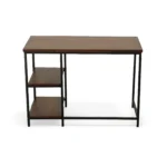 HMS 42" Chestnut and Black Solid Wood and Metal Computer Desk – styled in a modern Writing Desks setting