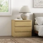 Natural oak wood under bed storage nightstand with drawer for bedroom organization