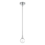 Detail of acrylic shade on Goldoma 5W Mini LED pendant light, with metal fittings and warm glow
