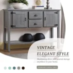 Modern 48-Inch Solid Wood Sideboard Console Table FCJ Antique Luxury Design for Home Bar Living Room Dining Farmhouse Metal - Image 2