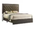 Goldoma Modern Contemporary Queen Size Bed with Gray V-Design Headboard – Rubberwood Bedframe