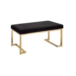 Goldoma 40-Inch Faux Fur Upholstered Bench – Black & Champagne – side view