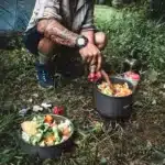 Alocs Outdoor Folding Camping Pot Cookware Mess Kit Pot Water Kettle Frying Pan Bowl Cooking Set Backpacking Picnic Hiking