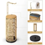 Modern Iron Toilet Paper Holder with Storage Stainless Steel Surface Finish for Kitchen and Bathroom Use – styled in a