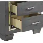 Modern Nightstand with 2 Drawers, Gray Finish, Faux Crystal Bar Pulls, and LED Lighting – close-up detail