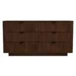 Goldoma Mid-Century Modern Solid Pine Wood 6-Drawer Dresser - TV Stand for Bedroom & Living Room – base detail