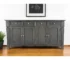 72 inch buffet cabinet in dark gray solid wood with four drawers and four doors