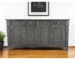 72 inch buffet cabinet in dark gray solid wood with four drawers and four doors